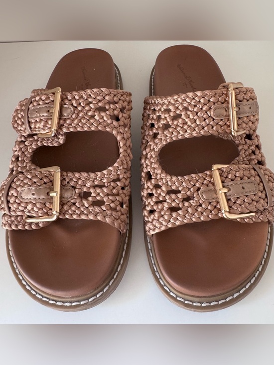 Universal Thread Shoes - Universal Thread Braided Double-Buckle Slide Sandals in Rose-Gold and Brown
